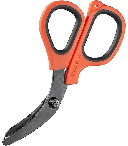 XSHEAR TIJERAS DE TRAUMA PARA TRABAJOS PESADOS DE 7.5 ", ASAS NARANJAS, HOJAS RECUBIERTAS EN TITANIO NEGRO